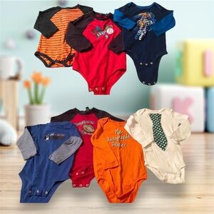 7 Piece Boys Longsleeve Onesie Bodysuit Bundle - Size 24 Month